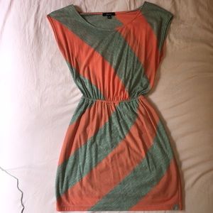 Summer orange and grey patterned dress